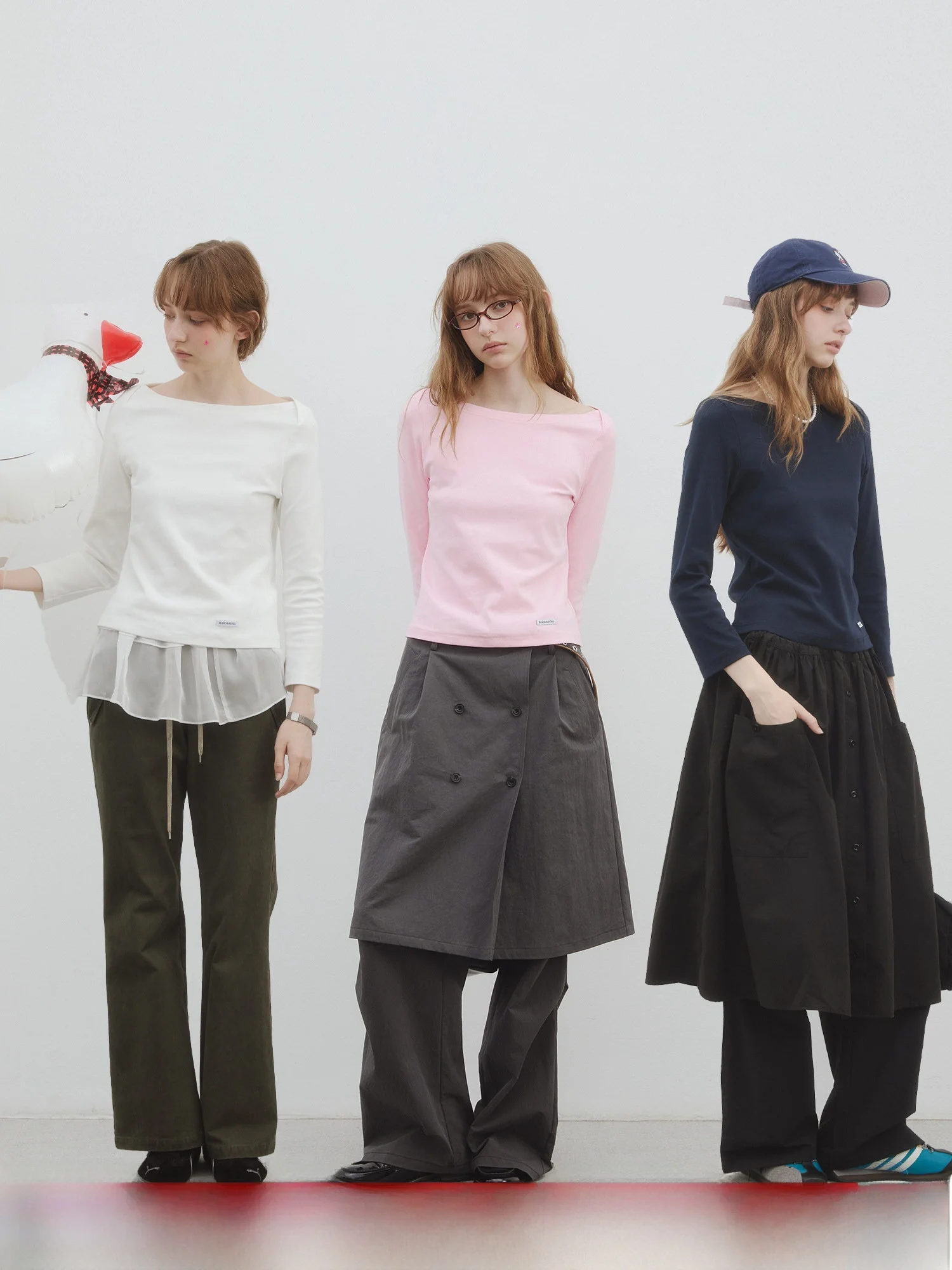 

Kokoasoko женская хлопковая футболка Long Sve, свободный крой, круглый однотонный повседневный топ для весенне-осеннего сезона