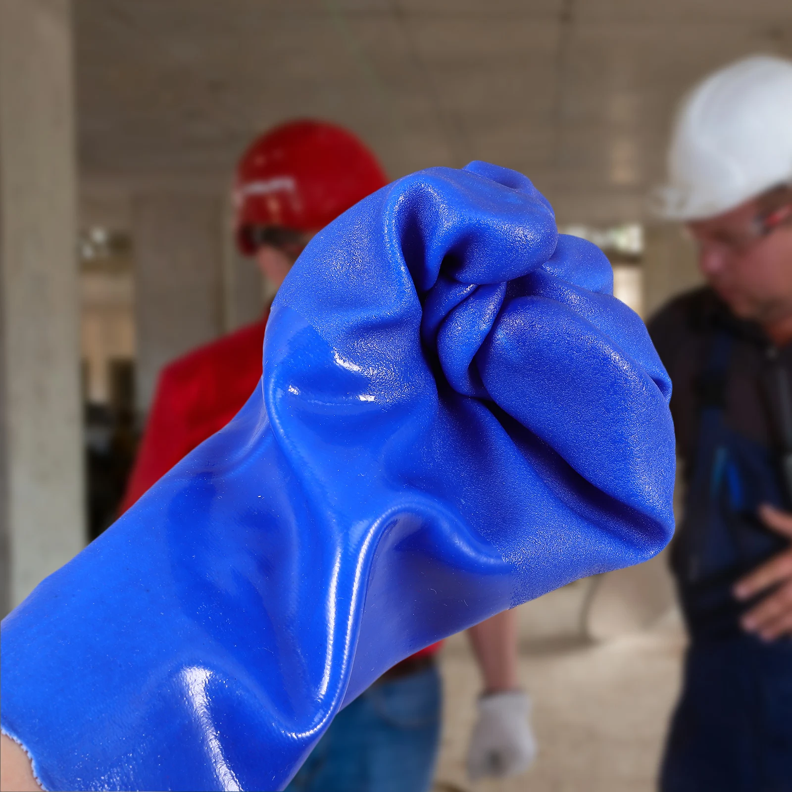 

Oil Resistant Gloves Mens Work Outdoor Blue Splashproof Slip Resistant Thickened Protective Gloves Worker Safety Acid Alkali