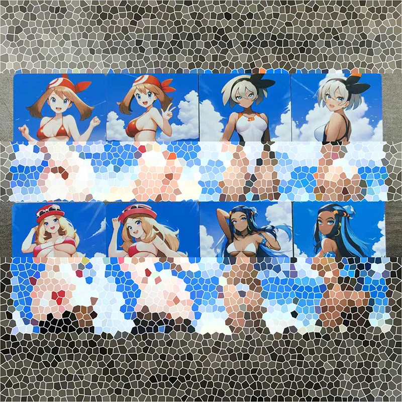 

8pcs/set Trainer beauty Serena Dawn Bea Nessa DIY self-made Color Flash Card Anime Game Collection Card Gift Toy