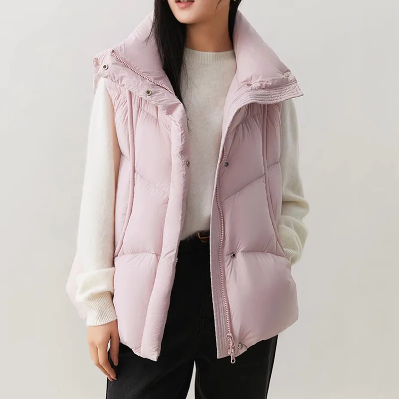 2025 nuevo chaleco de mujer muy esponjoso 90 chaleco de plumón de pato blanco moda femenina Otoño Invierno chaleco de mujer
