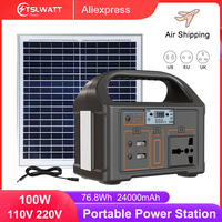 Portable Power Station 100W Solar Generator Emergency Power Bank 220V 110V Camping Charging Station 24000mAh LiFePO4 Power Plant