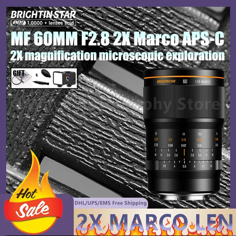 

Brightin Star 60Mm F2.8 Aps-C Professional Macro Lens Microscope Level Capture Power Nature Detail Shooting for Canon Rf Fuji X