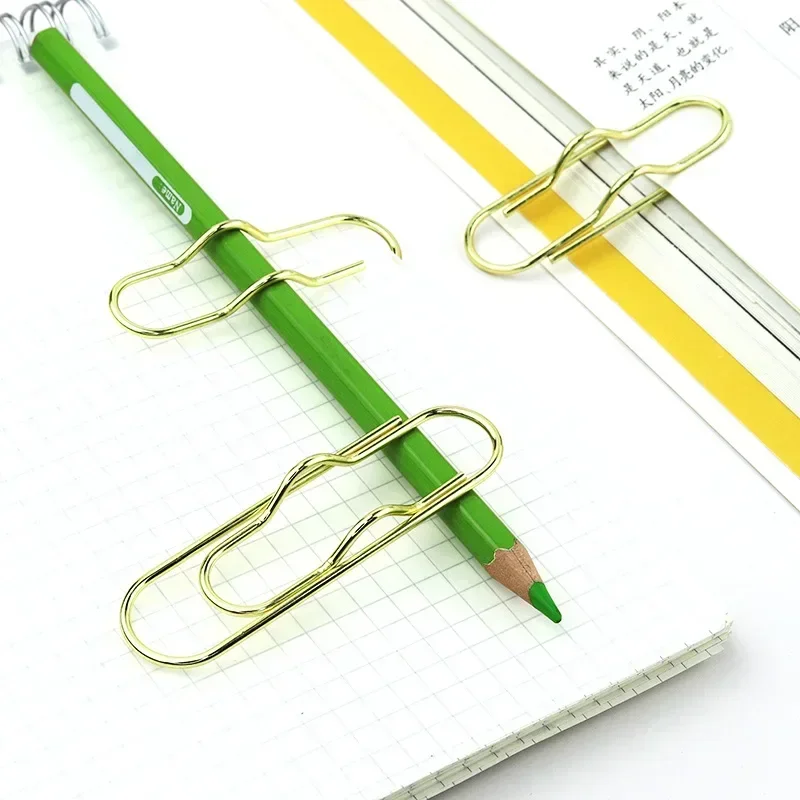 

5Pcs Creative Pen Holder 3D Paper Clips Office Study Notebook Planner Accessories Convenient Portable Pencil Metal Fixed Buckle