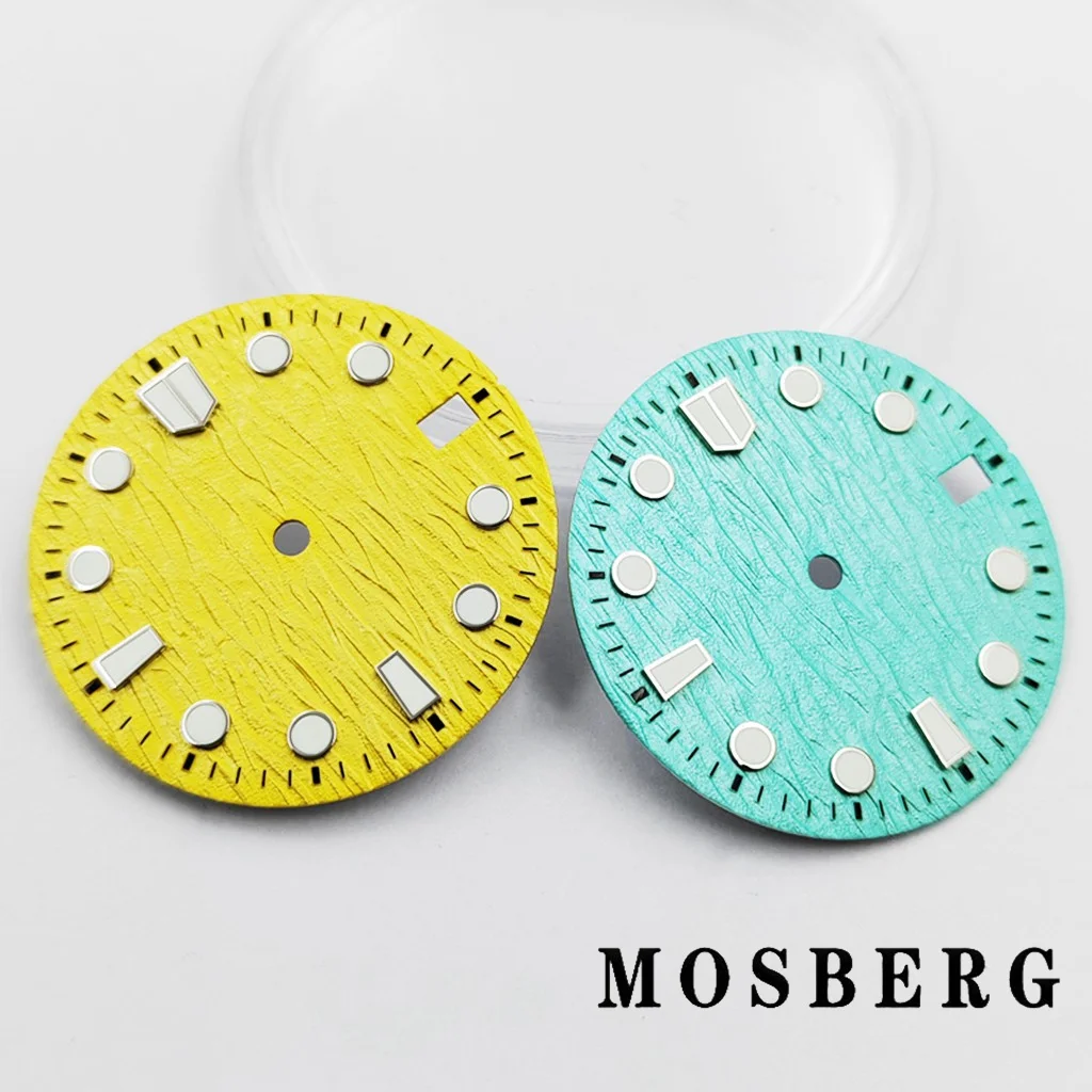 قرص ساعة 28.5 ملم لـ NH34 NH35 NH35A مع نافذة التاريخ وجوه ساعة مضيئة تناسب الساعة 3.0 3.8 حركة أوتوماتيكية