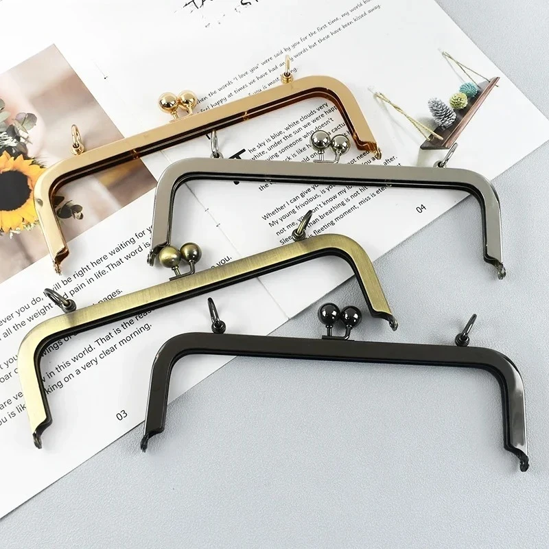 1/2/4Pcs 20/25cm Purse Wallet Frame Kiss Clasp Metal Square Handles for Bag Handbag DIY Sewing Brackets Screw Accessories