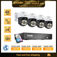 ZOSI 8MP 5MP PTZ PoE CCTV Security Camera System AI Face Person Vehicle Detect 4K 8CH Expand 16CH NVR Video Surveillance IP Cam