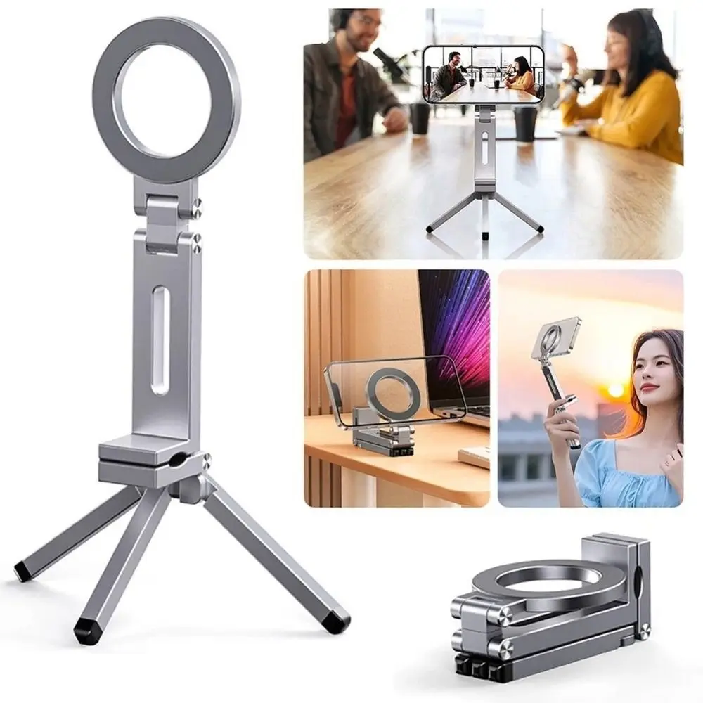 

360° Rotation Magnetic Phone Tripod Holder Adjustable Bracket Foldable Portable Phone Stand Universal Creative