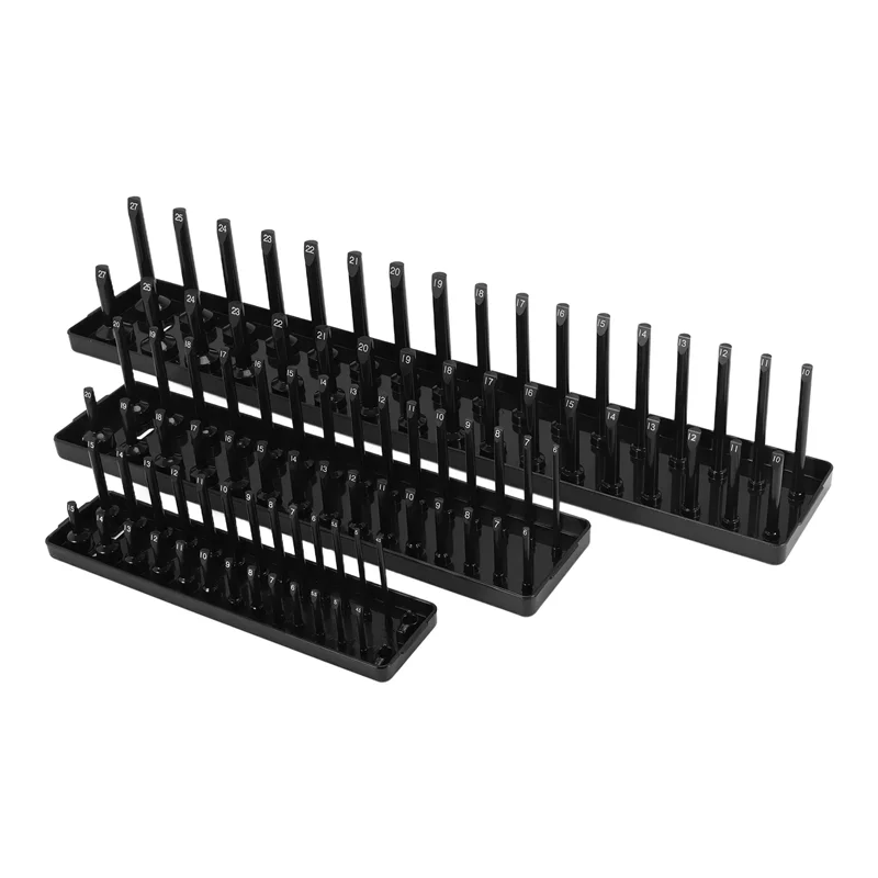 TKOH-3Pc المقبس درج منظم مجموعة المقبس الصواني 1/4 بوصة 3/8 بوصة و 1/2 بوصة محرك أصحاب المقبس العميق والظل