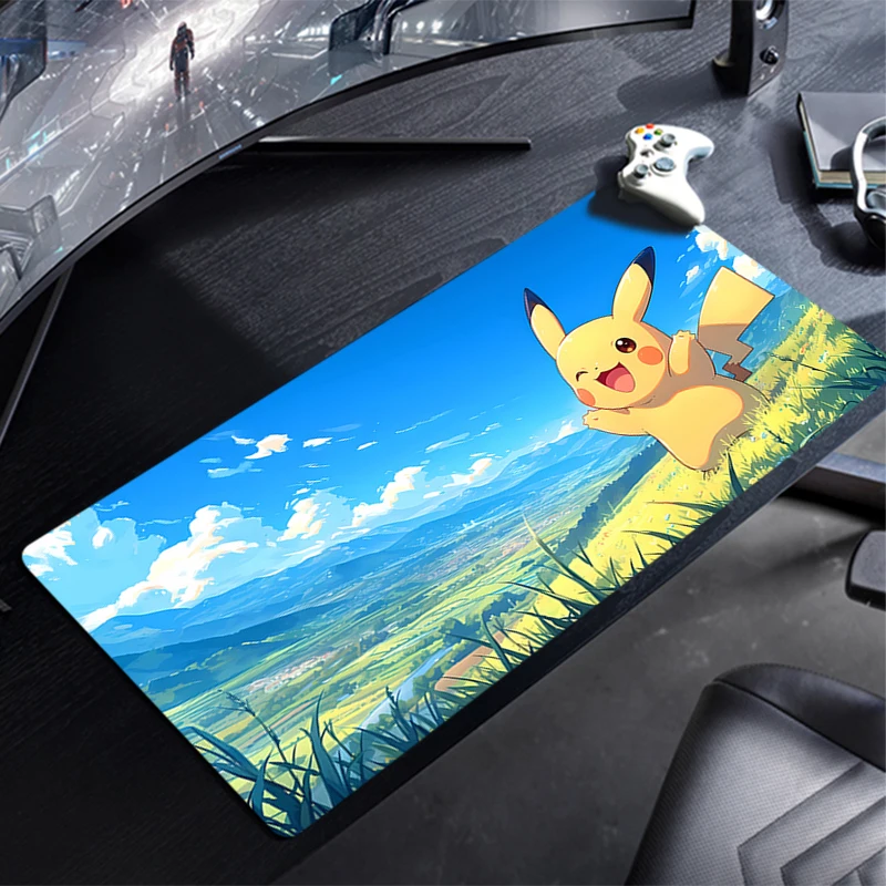 Large Gaming Mouse Pad P-Pikachu Mat Non-Slip Rubber Game Mouse Computer Keyboard Mats Pad table mat P-Pokémon Home Decor