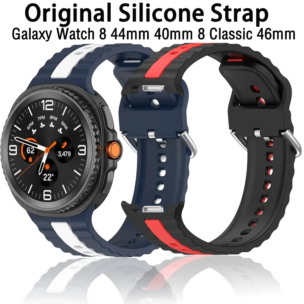 Original Silikonarmband für Samsung Galaxy Watch 8 44 mm 40 mm Atmungsaktives Armband Galaxy Watch 8 Classic 46 mm Correa Zubehör