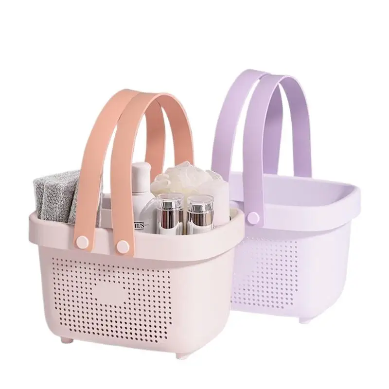 Cesta de Almacenamiento de Plástico Verde para Dormitorio, Baño y Cocina, con Asa, Organizador Portátil para Ducha
