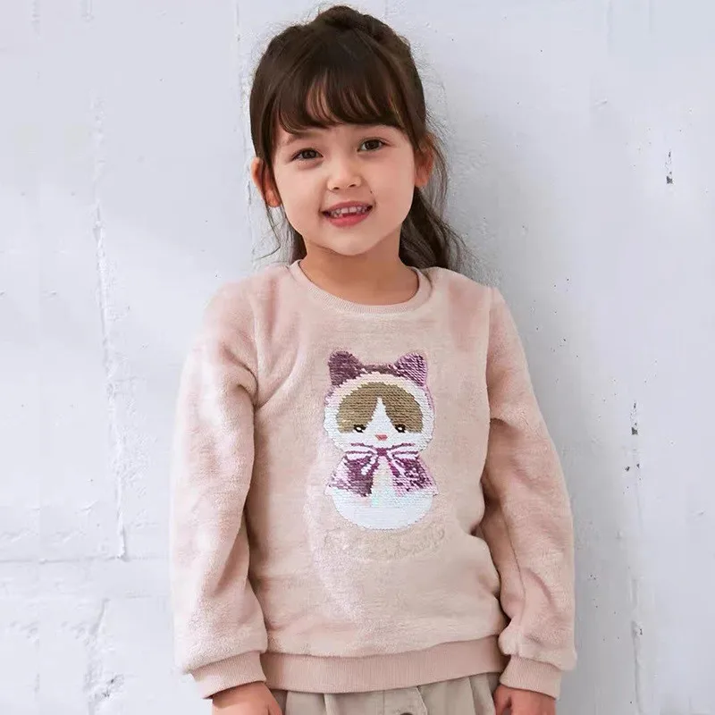 Jumping Meters New Arrival Fleece Girls Sweatshirts Shoe Beading  Bow Hot Selling Winter Baby Clothes Long Sleeve Children's Top