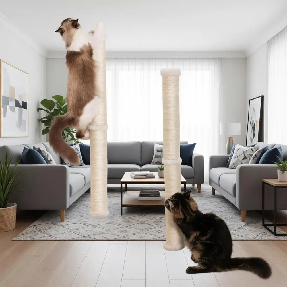

2-Pack 34-Inch Sisal Wall Mounted Cat Scratching Posts for Indoor Large Adult Cats Climb Stretch Play