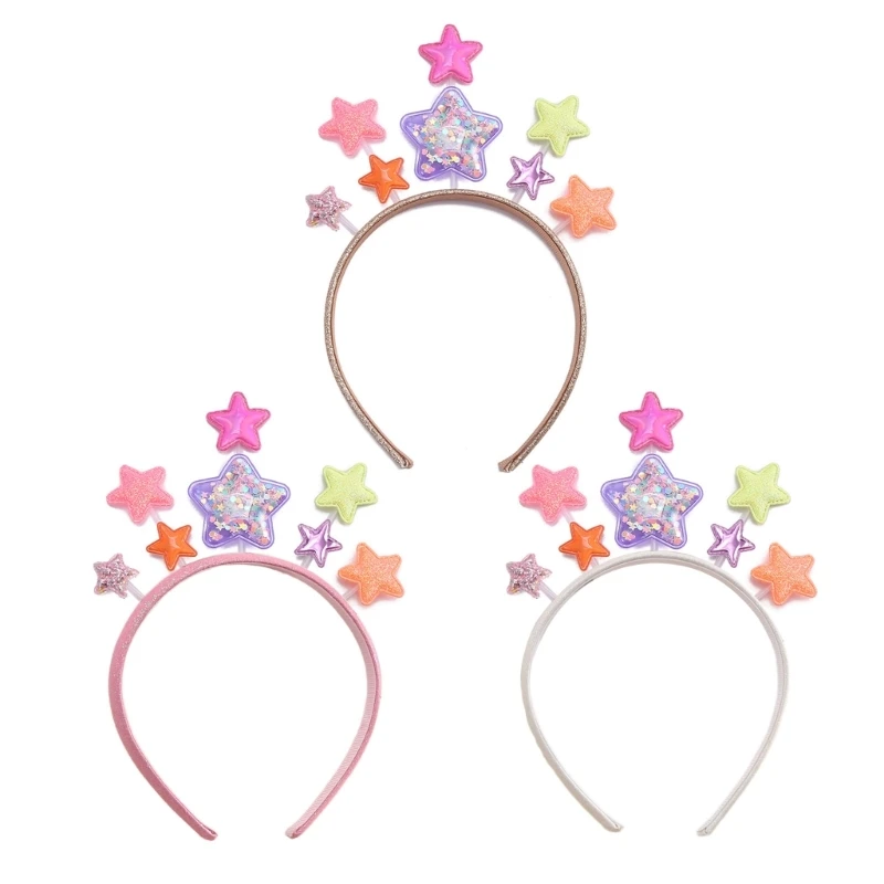 652F Children Day Toddler Hairband with Shinning Sequins Glitter Powder Star Headbands Carnivals Sequins Hair Hoop