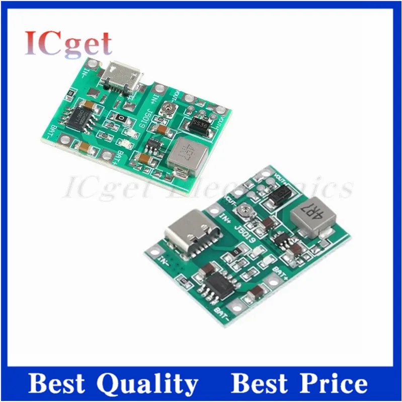 5 Stück 18650 Lithium-Batterie Lade- und Entlademodul 3,7V 9V 5V 2A Einstellbarer Step-up Micro/Type-C USB Integrierter Boost