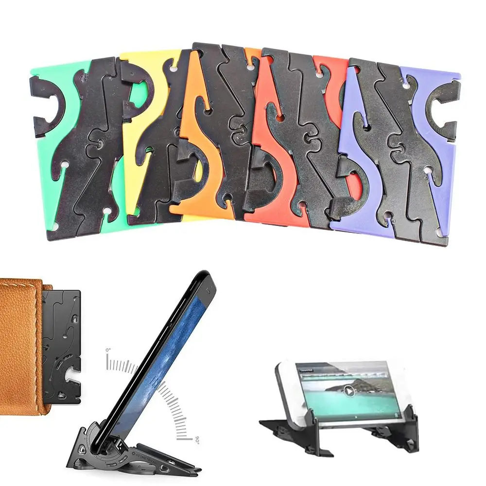 Dompet ponsel kartu portabel hitam, Aksesori Meja dapat dilepas dapat dilipat, kartu lipat, dudukan ponsel plastik