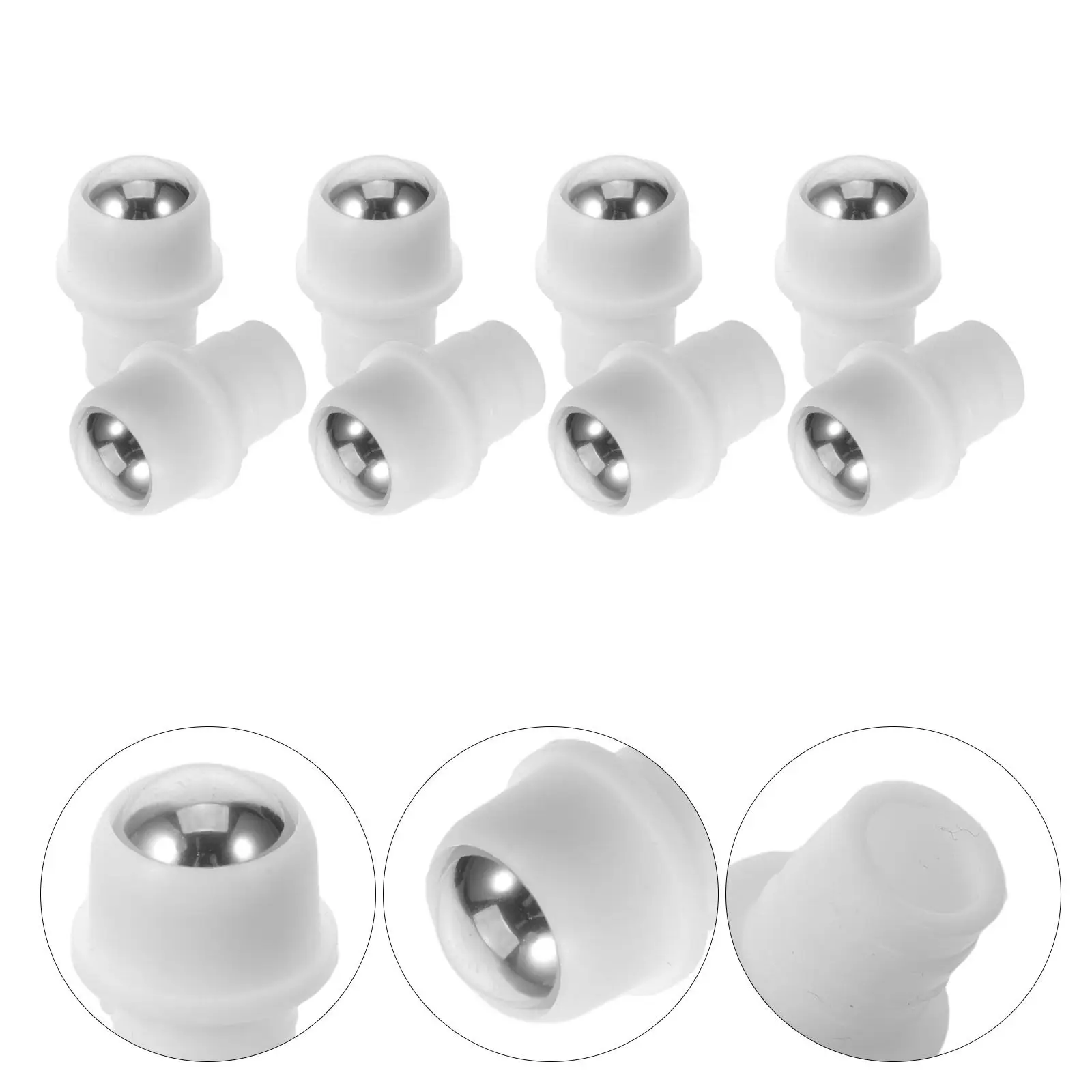 50Pcs Refillable Roll on Bottle Tops Essential Oil Rollerball Fitments Leakproof Steel Rollers Perfume Bottle Caps Aromatherapy