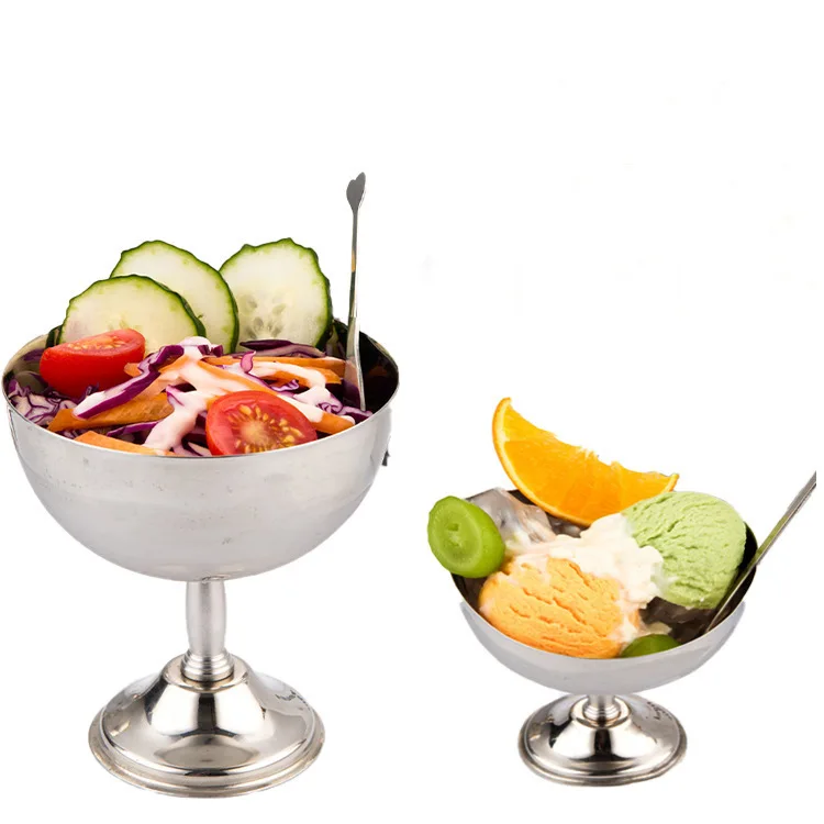 

1pcs Stainless Steel Ice Cream Cup 9Cm Dessert Bowl Pudding Salad Snack Serving Bowl Round Footed Design For Parties Family