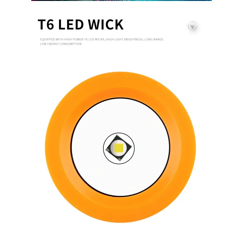 JIASHUAIXIN T6 مصباح يدوي للغوص ضوء قوي مقاوم للماء ليلة الصيد مصباح في الهواء الطلق خفيف الوزن مصباح يدوي قوي