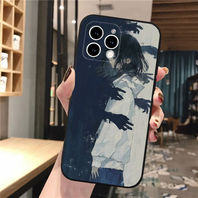 

Phone Case Carcasa Funda For iPhone 17 Pro Max Air 16 15 14 13 Pro Max 15 16 Pro 15Plus Horror Anime Girl Case