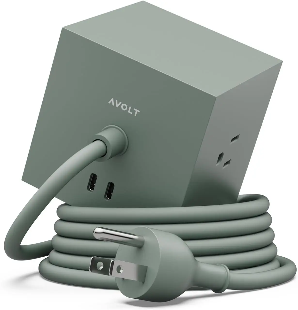 

Compact Cube Power Strip with USB-C Fast Charging, Magnetic Base for Desk Use (Oak Green, 5.9ft Cord)