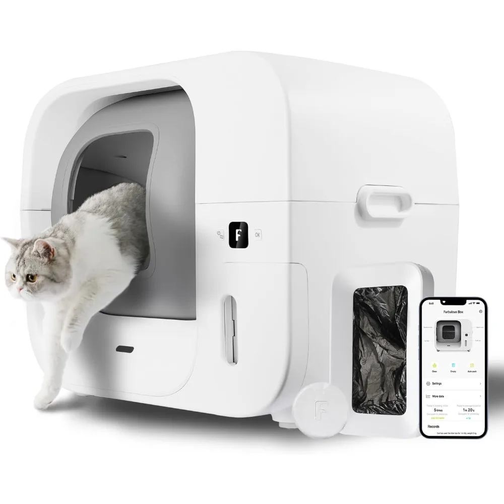 

True Odor-Free Self Cleaning and Packing Litter Box, Automatic Cat Litter Box with Self-Pack and Refill System, APP Control