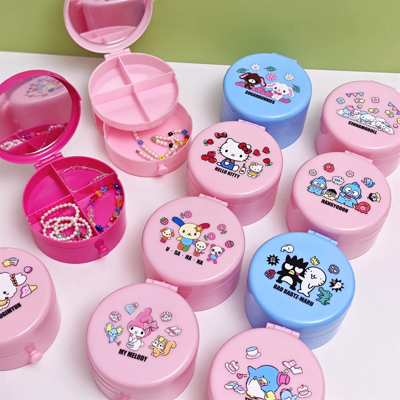 

Двойная коробка для хранения аниме «Hello Kitty», крутой пингвин, настольная шкатулка для ювелирных изделий, мультяшная мелодия, футляр для ювелирных изделий с зеркальными игрушками