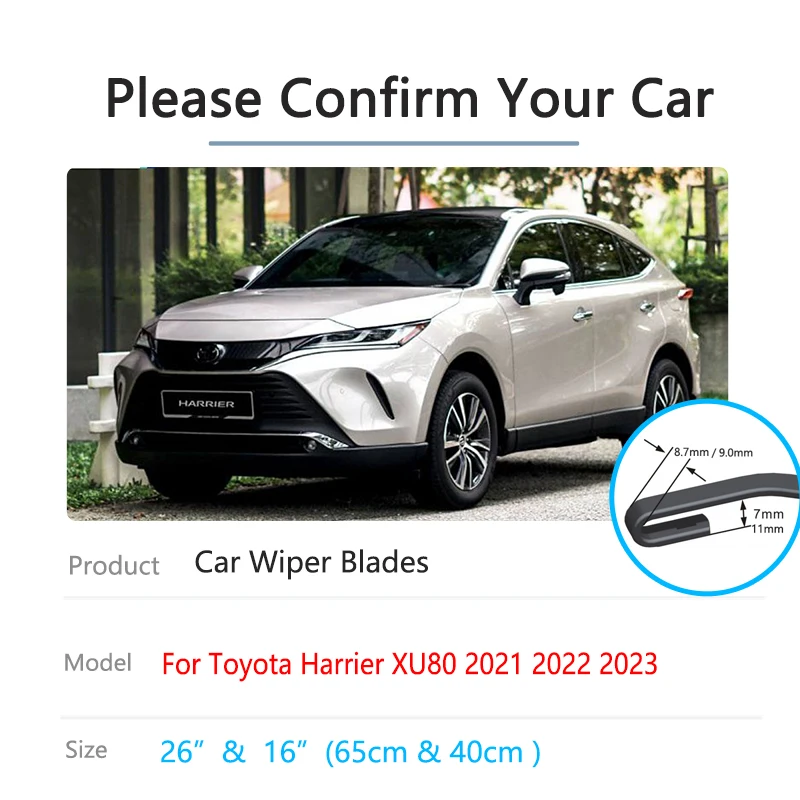 2x For Toyota Harrier Venza XU80 2021 2022 2023 Wiper Blades Front Window Windshield Windscreen Brushes Cleaning Car Accessories