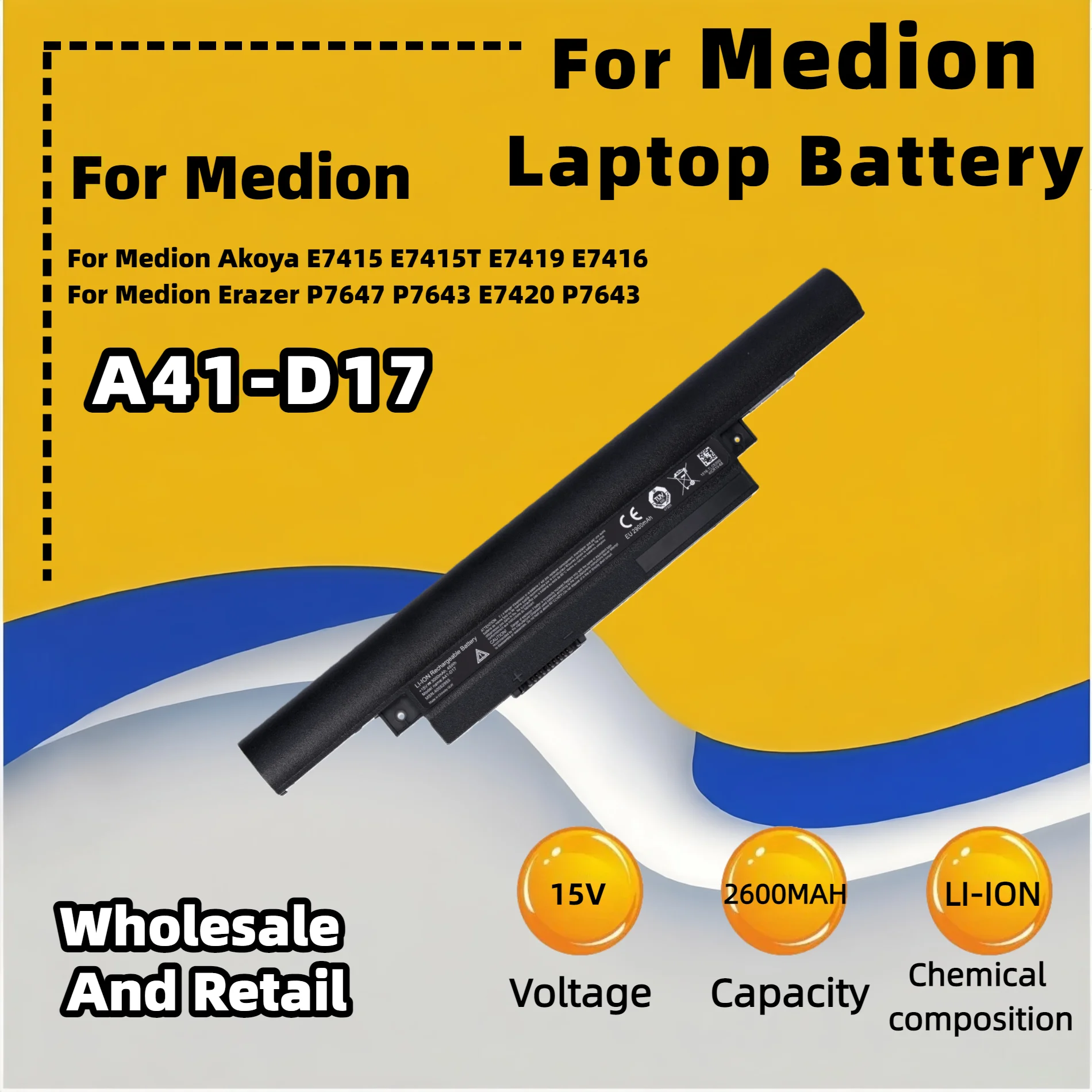 FRLESUI لبطارية Medion أكويا E7415 E7415T E7416 E7419 Erazer P7644 P7648 P7643 P7647 MD99852 MD99310 A41-D17