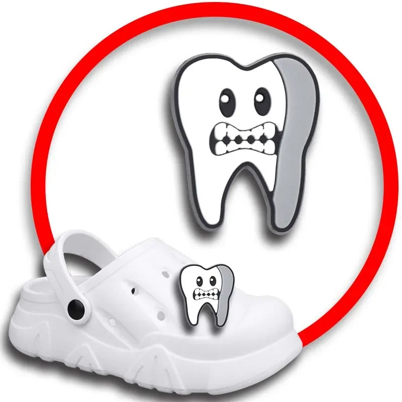 Healthy Teeth Shoe Charms for Crocs Sandals Women Clogs Pins Shoe Decorations Accessory Men Badges Girls Kids Shoes Accessories