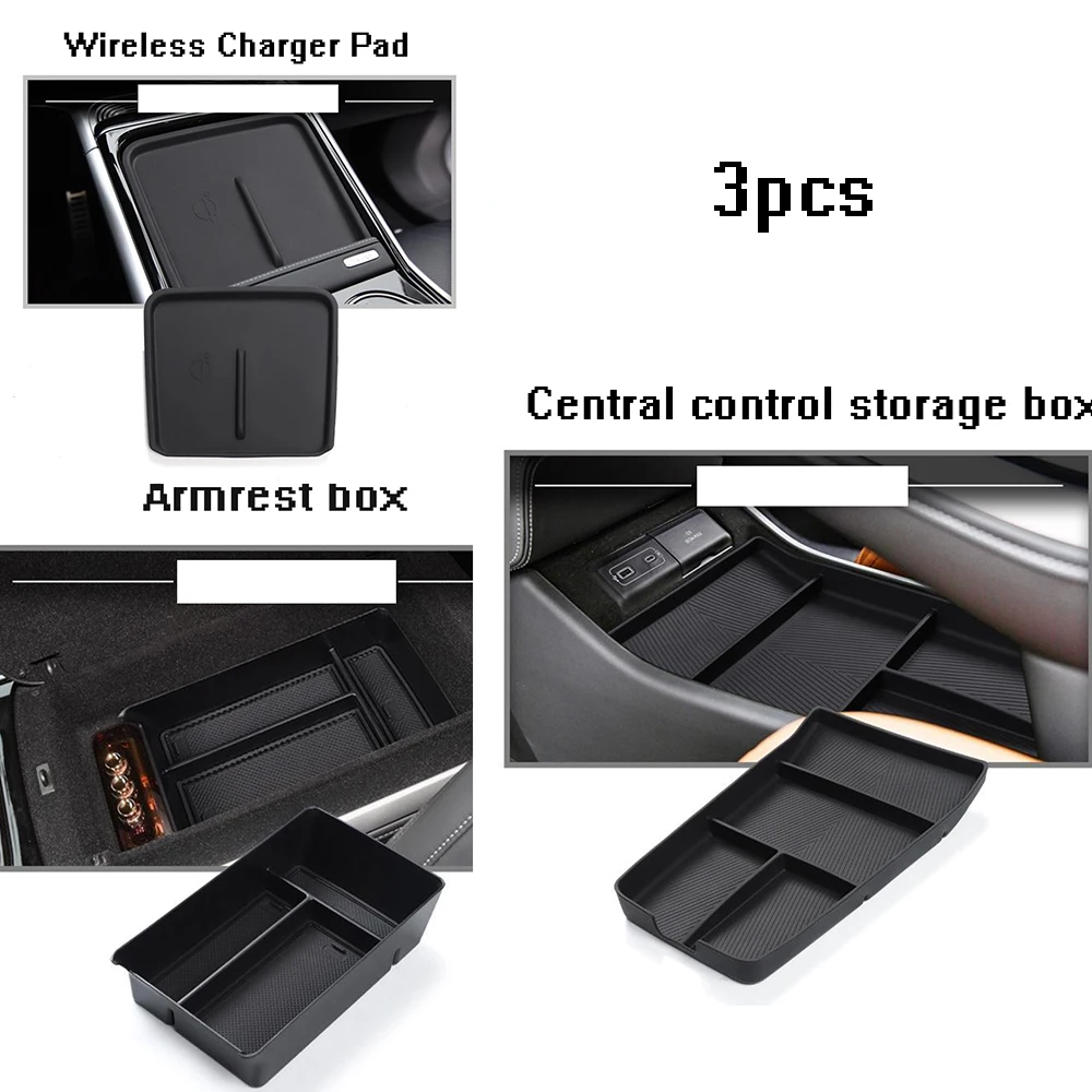 

For Xpeng G9 2022-2024 Car Central Control Lower Storage Box Car Armrest Box Divided Storage Box Wireless Charger Pad