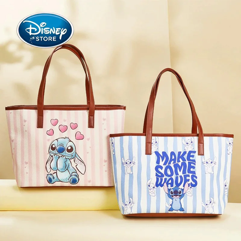 

Disney PU Leather Shoulder Bag Cartoon Stitch Versatile Handbag Tote Bag For Women Work Commuter Bag Storage Bag For Girls ﻿
