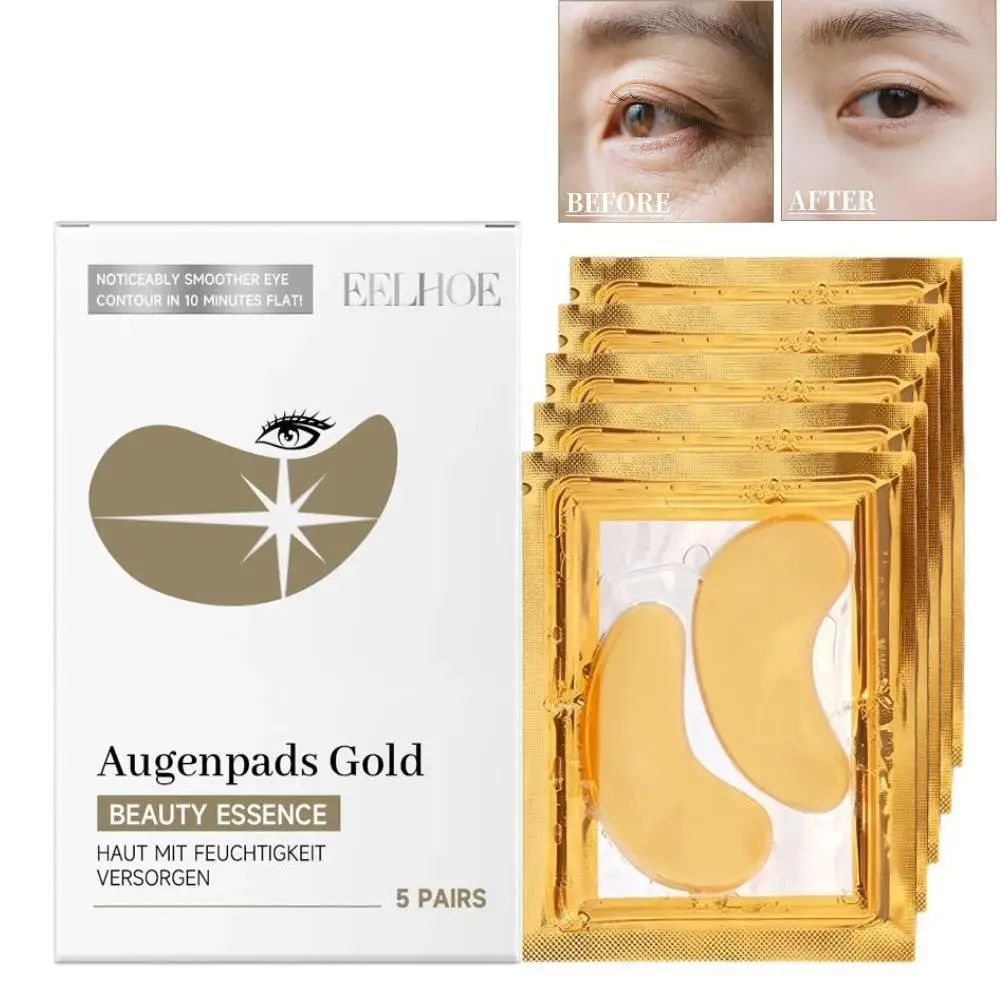 

5 пар золотых коллагеновых масок для глаз, увлажняющая, против старения, против темных кругов, удаления мешков под глазами, отечность, маска для глаз, уход за кожей