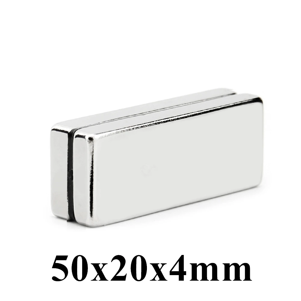 1-20pcs 50x20x4mm Super Powerful Strong Rare Earth Block NdFeB Magnet Neodymium N35 Magnets 50x20x4 mm