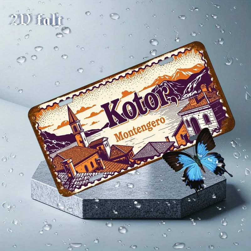 لافتة فنية جدارية معدنية مسطحة من الألومنيوم بتصميم كلاسيكي ثنائي الأبعاد - طباعة عالية الدقة لمنظر طبيعي كوتور مونتيني، ديكور متين على الطراز الصناعي للمكتب المنزلي #6