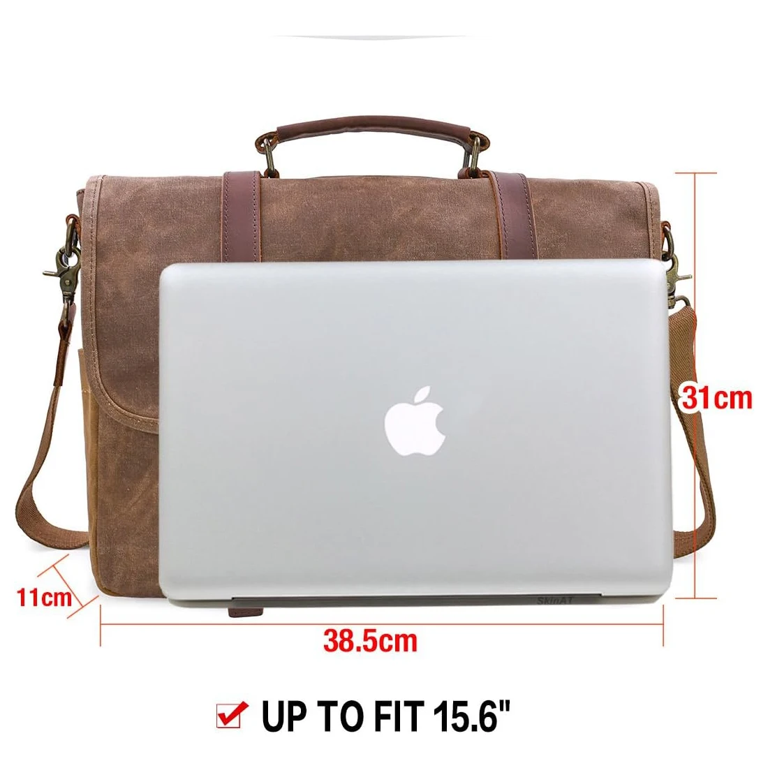 Large Capacity Men\'s Messenger Bag Sturdy Canvas Laptop Bag 15.6 Inch Waterproof Vintage Briefcase Crossbody Shoulder Bag