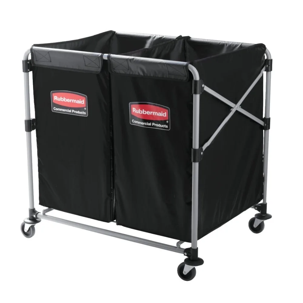 

Collapsible X Cart, Black Multistream, Steel Industrial Laundry/Trash Cart with Wheels for Hotels/Hospitals/Nursing Homes/Offic