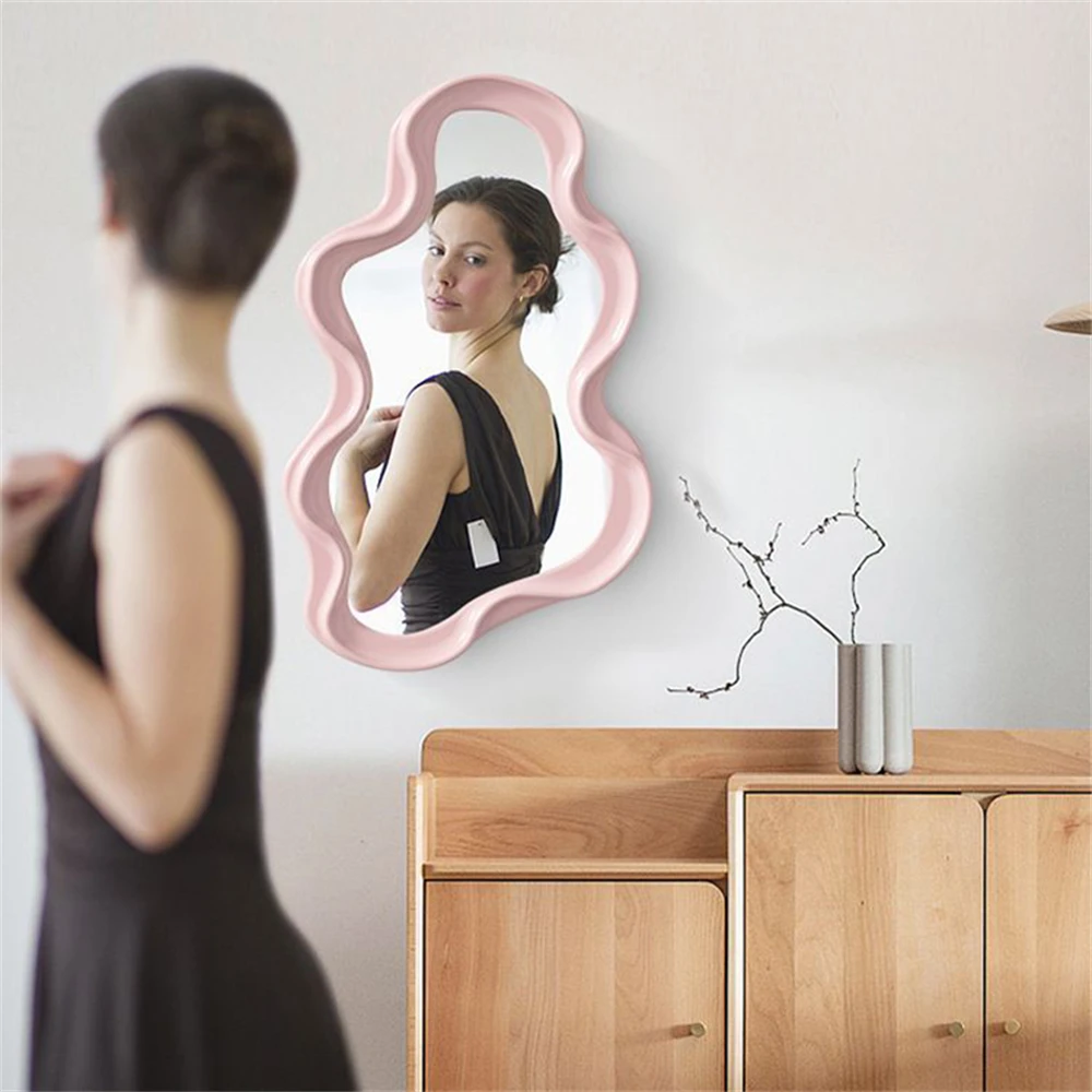 Cloud Shaped Desktop Vanity Mirror Simple Wall Mounted Bedroom Bathroom Irregular Makeup Wall Mounted Mirror Home Decoration