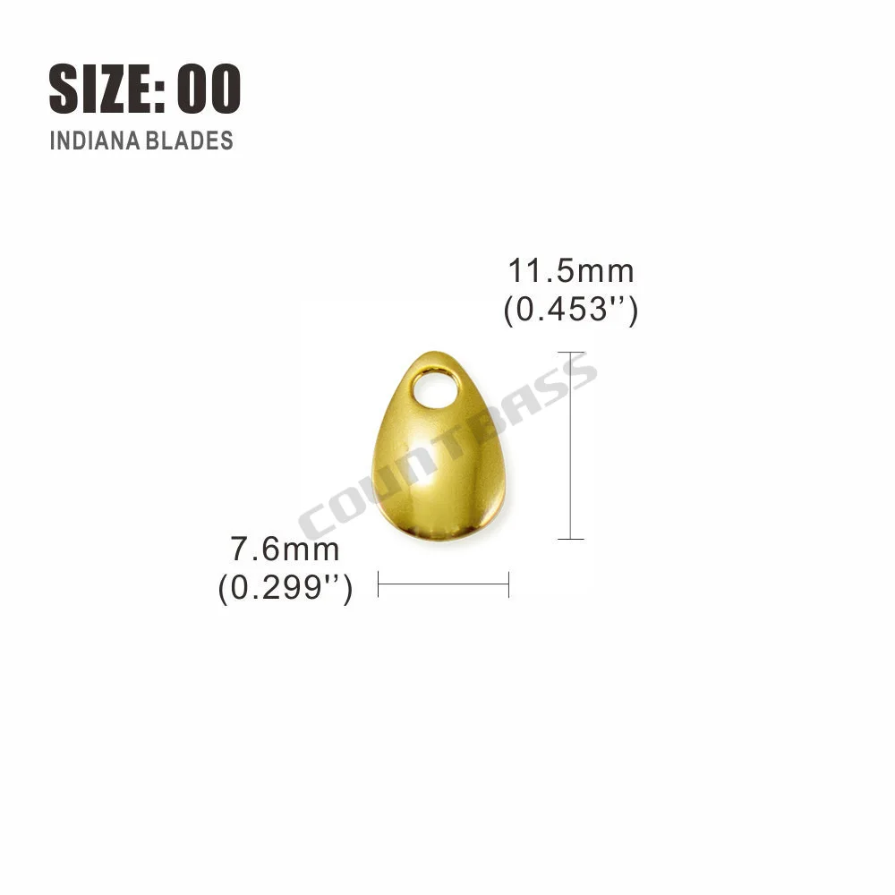 COUNTBASS 50 Stück Größe 00–8 Indiana Spinner Blades glattes Muster Nickel- und Gold-Finish, DIY Spinner Walleye Rigs Angelköder – Detail 7