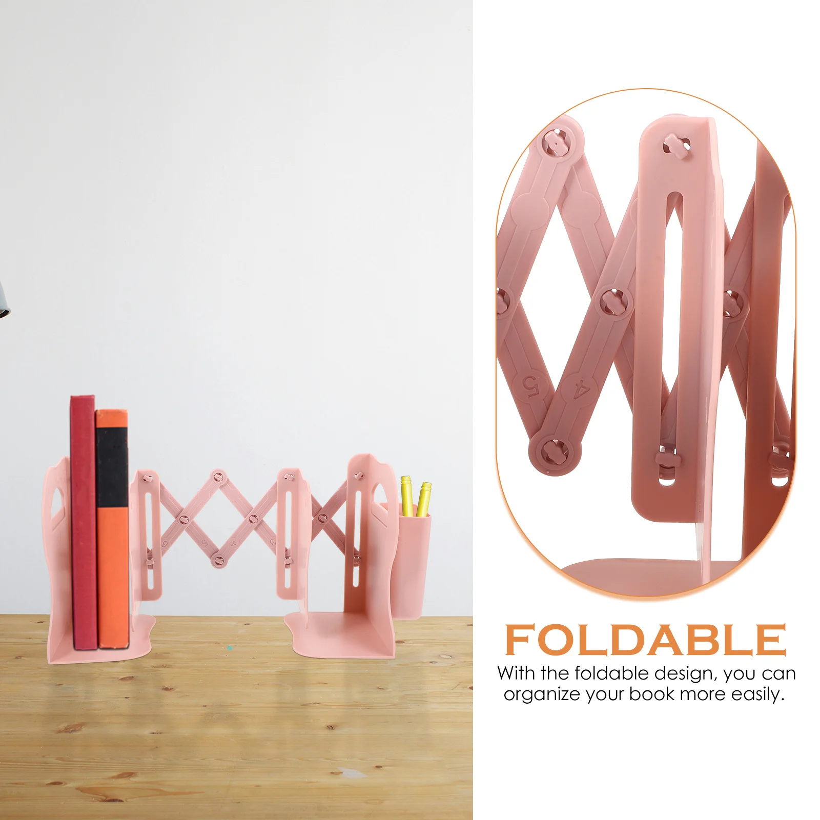 

Foldable Adjustable Silicone Bookend Heavy Duty Non-Skid Book Holder for Shelves Desk Desktop Office Storage Organizer