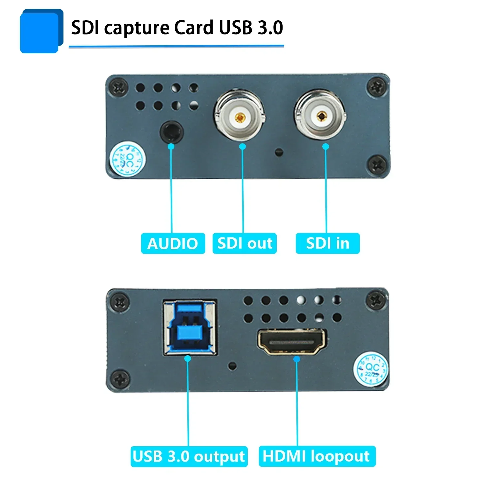 SDI to USB Capture Card with HD USB3.0 1080P Output SDI Input Recorder Live Streaming HDMI Audio Video HDMI and SDI Loopout