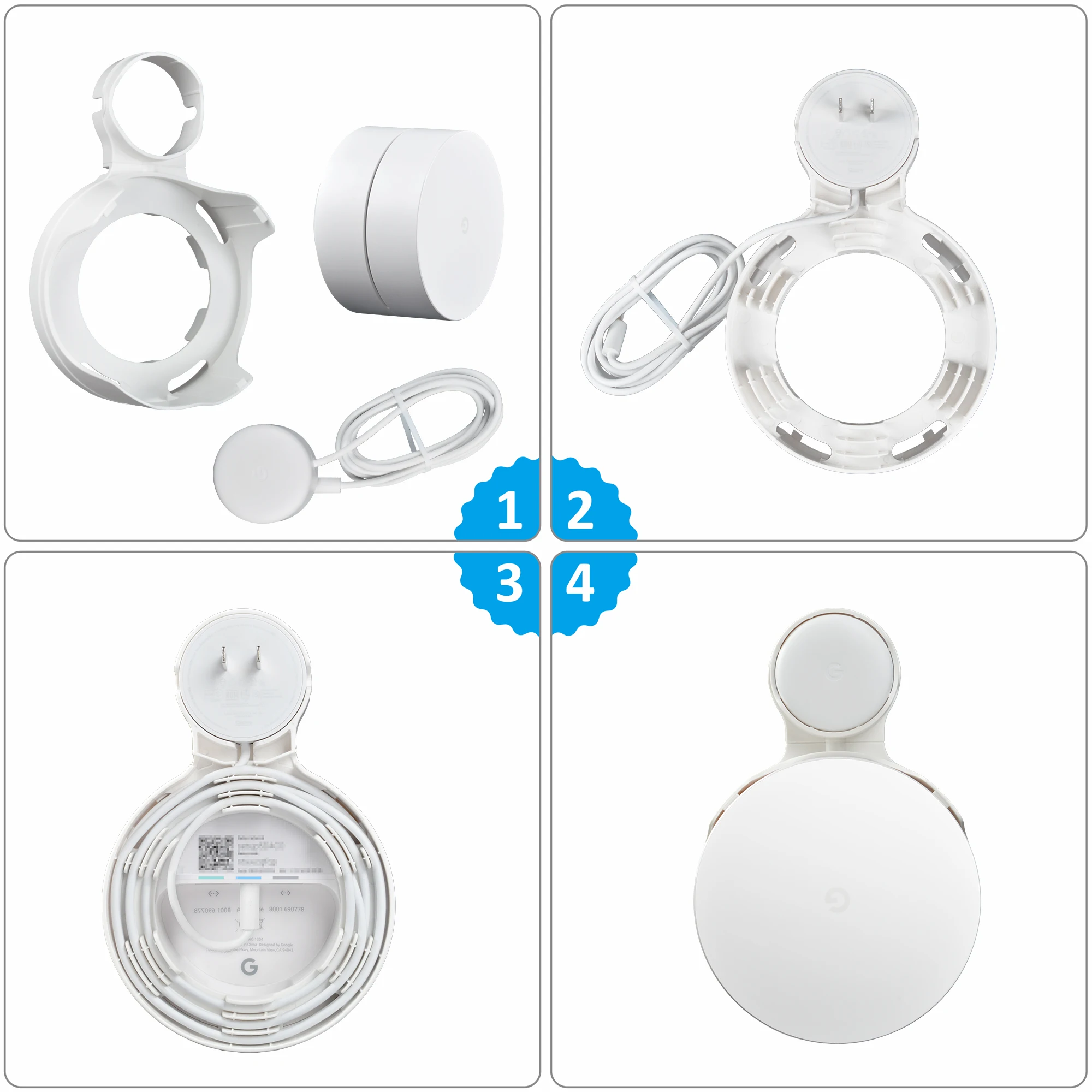 Outlet Wall Mount for Google Mesh WiFi System(2020 Model,Round US Plug/EU Plug),White view 4