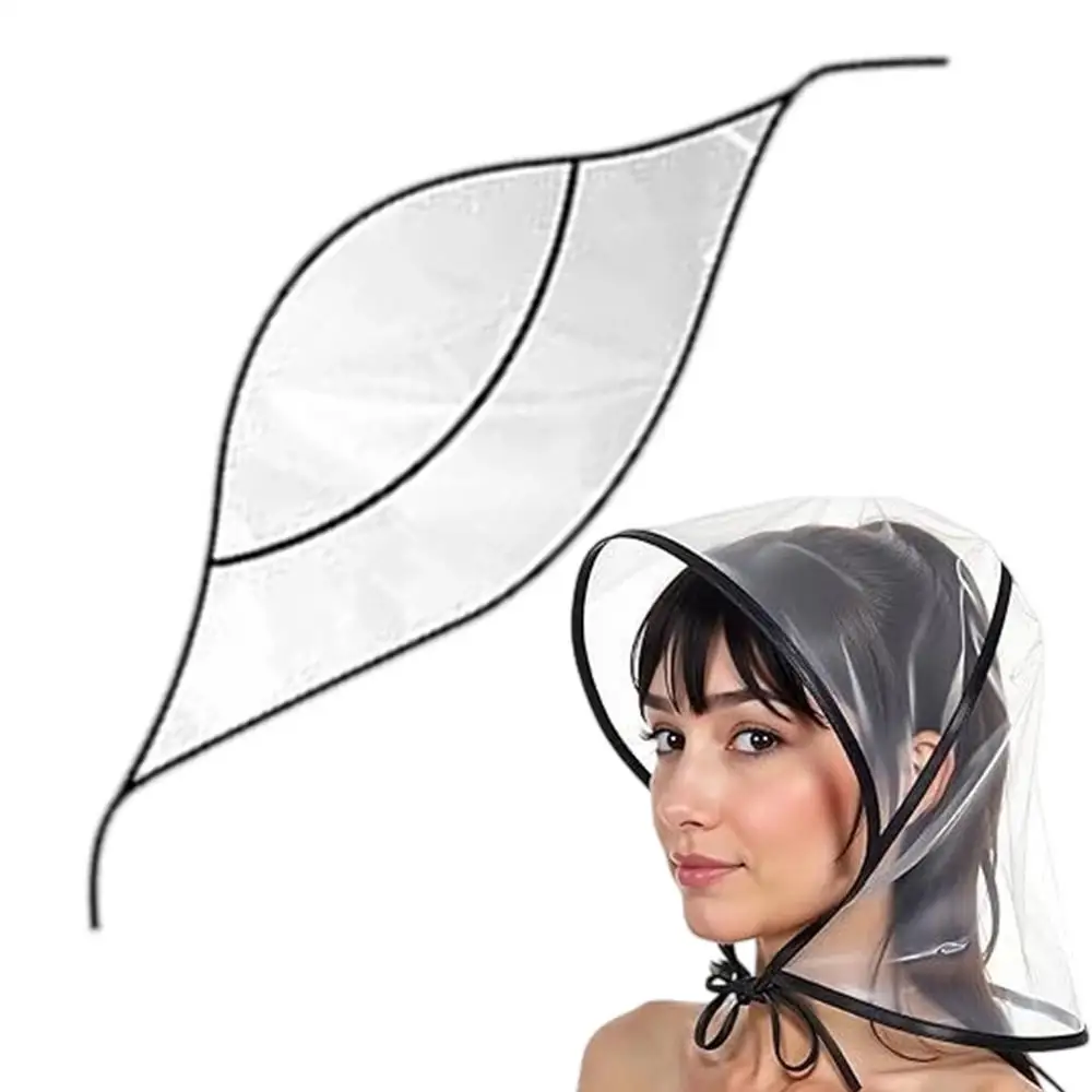 Chapeau de pluie transparent réutilisable imperméable à large bord pour femme, idéal pour les activi