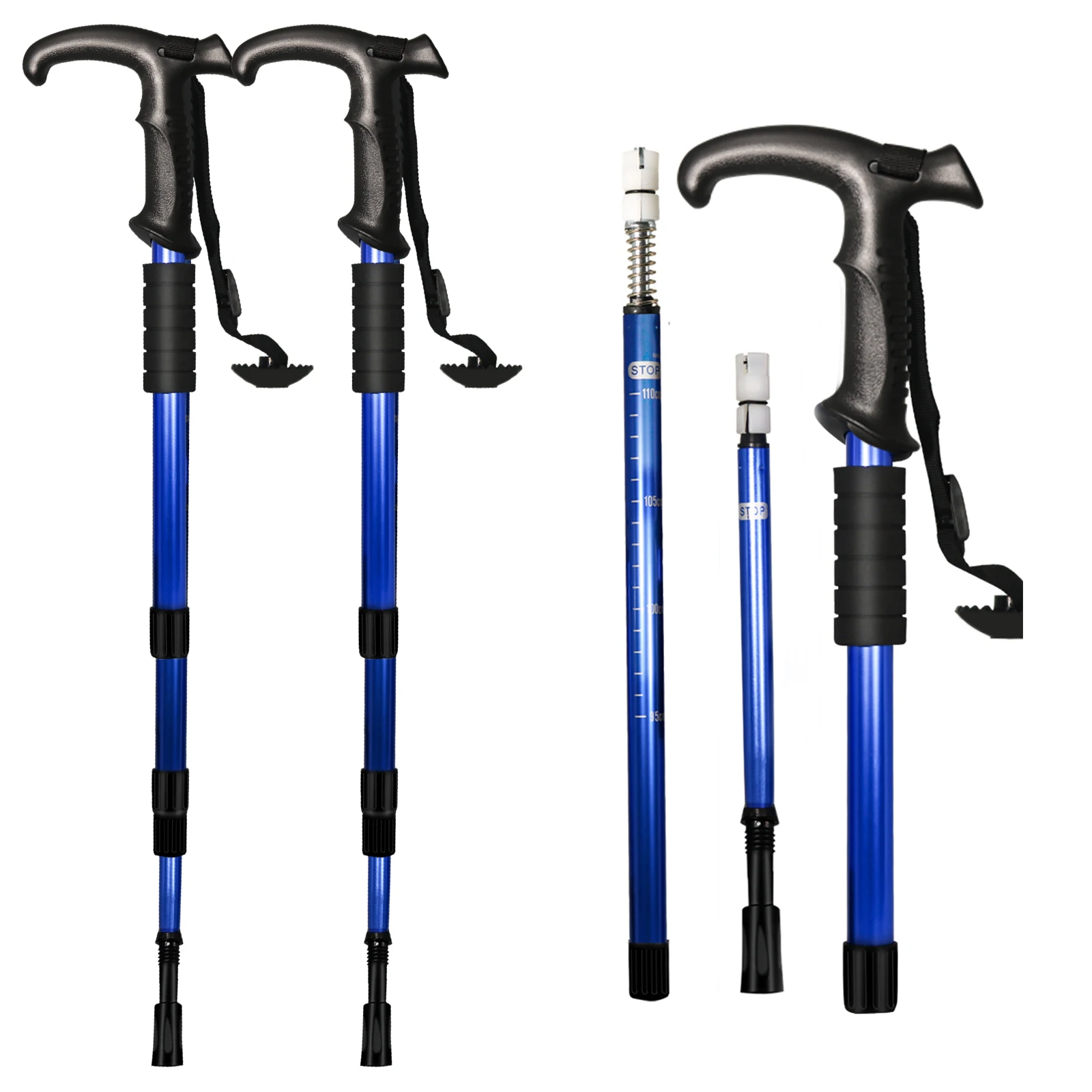 1PC 3 Section Portable Outdoor Foldable Telescopic Aluminum Alloy Trekking Poles Lightweight Walking Stick For Camping Climbing