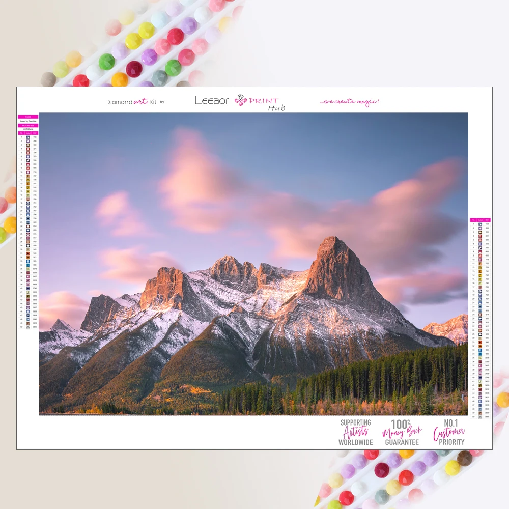 Landscape 5d Diamond Painting Of Mountains And Rivers Under Pink Sunset Picture Mosaic Embroidery Cross Stitch Kits Home Decor