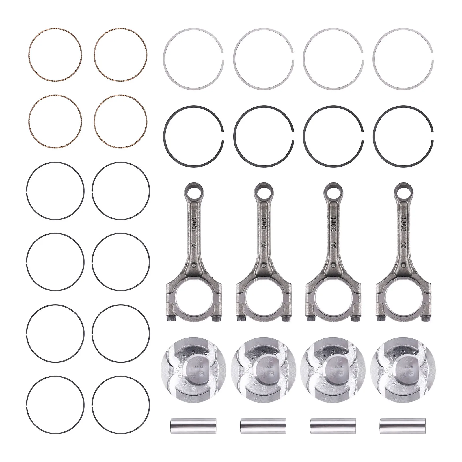 Connecting Rods & Pistons Set & Rings Kit For Hyundai Accent Kia Rio Soul 1.6L