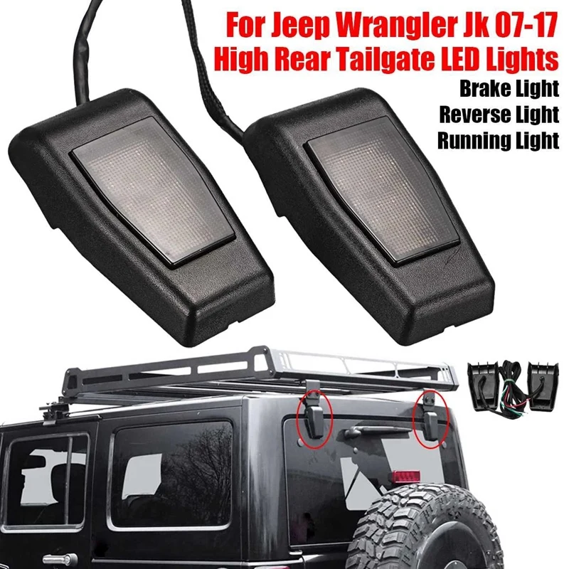 Lampu Rem Belakang Tinggi Mobil 2 Buah Lampu LED Belakang Lampu Rem Belakang Ketiga untuk Lampu Sinyal Jeep Wrangler Jk 2007-2017