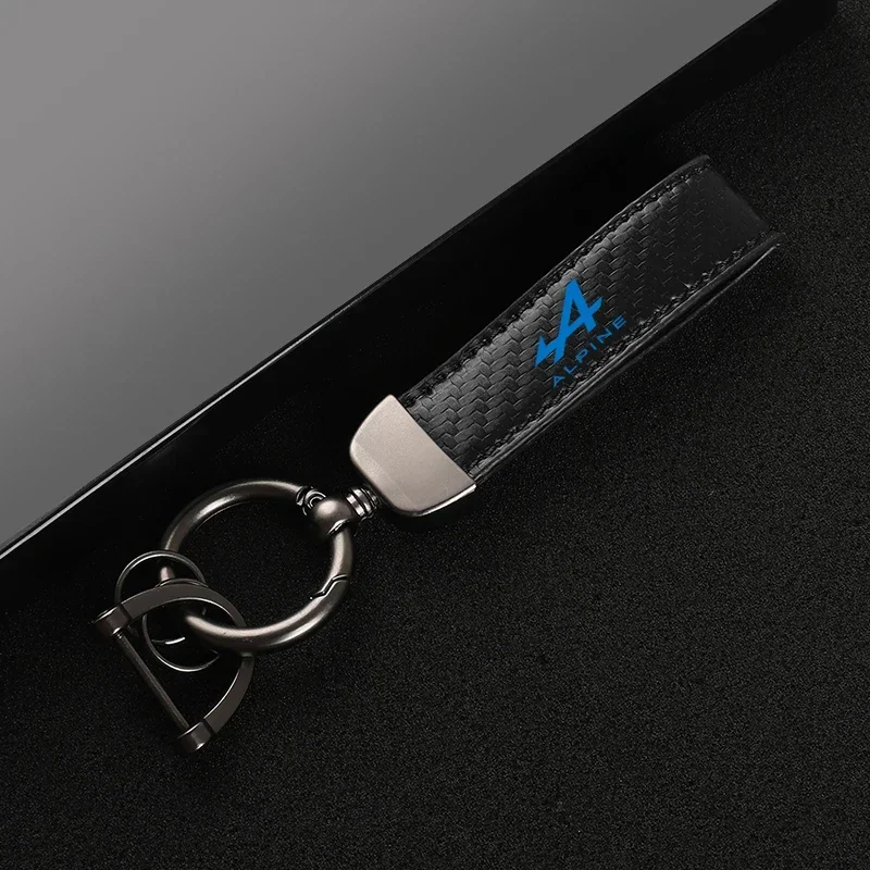 New Car Keychain Buckle Jewelry carbon fiber Leather Keychain for Alpine with logo car accessories