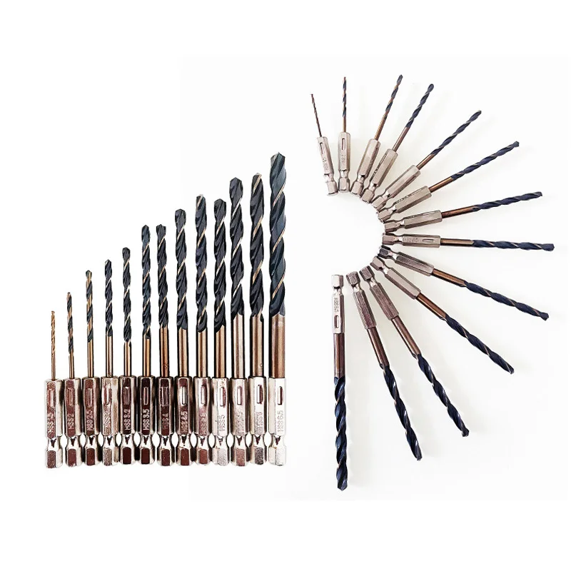 3/7/13PCS Hex Shank Twist Drill Bit Set Wood Metal Hole Cutter Core Drilling Tool Cobalt Drill Bits 1.5 2 2.5 3 3.5 4 5 6mm HSS