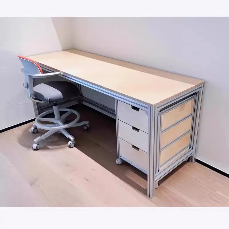 

Компьютерный стол для спальни, шкаф из алюминиевого профиля, прямоугольный рабочий стол, мобильный ящик, можно маленький